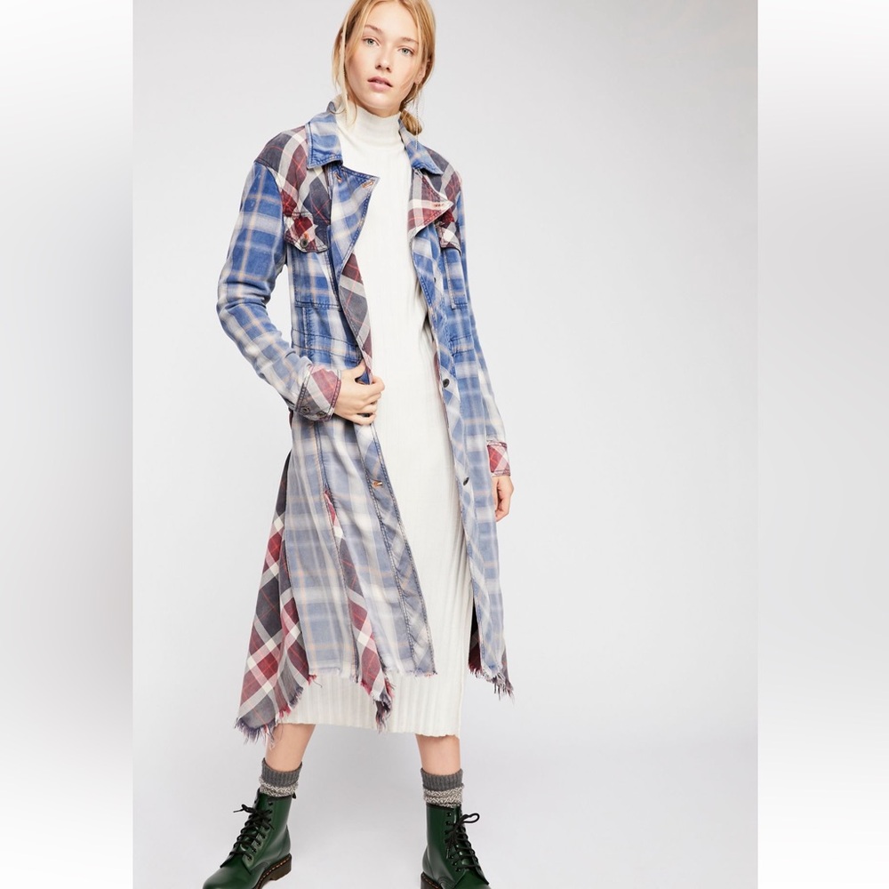 Free People Swing Plaid Shirt jacket Size M like new. Only worn once.
